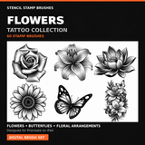 Flowers and butterflies tattoo collection preview