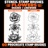 Flower shaded reference and linework examples