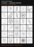 Flowers full linework brush preview