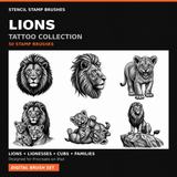 Lions, lionesses, cubs and families collection preview