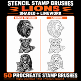 Lions shaded references and linework examples